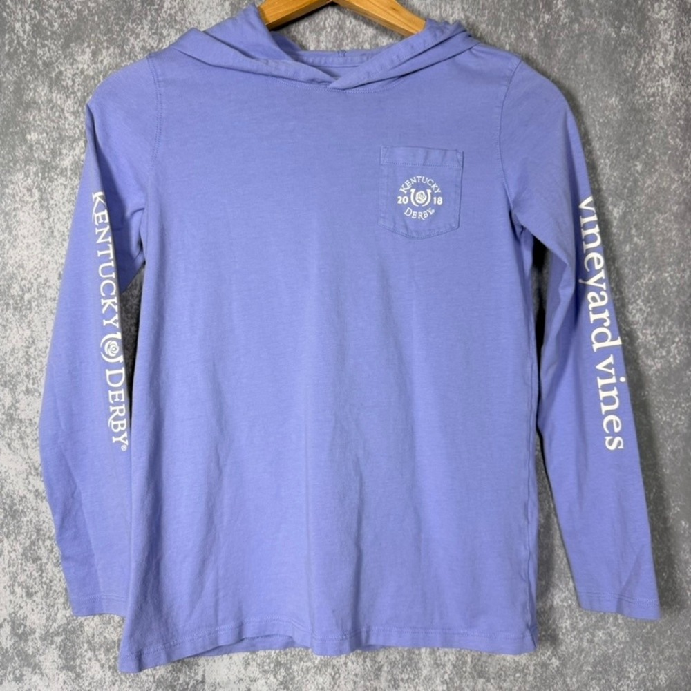 Vineyard Vines Hooded Tee Kids Large 14 Blue 2018 Kentucky Derby 144th